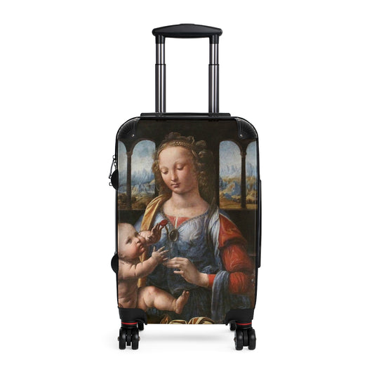 Getrott The Madonna of the Carnation by Leonardo Da Vinci Black Cabin Suitcase Extended Storage Adjustable Telescopic Handle Double wheeled Polycarbonate Hard-shell Built-in Lock-Bags-Geotrott