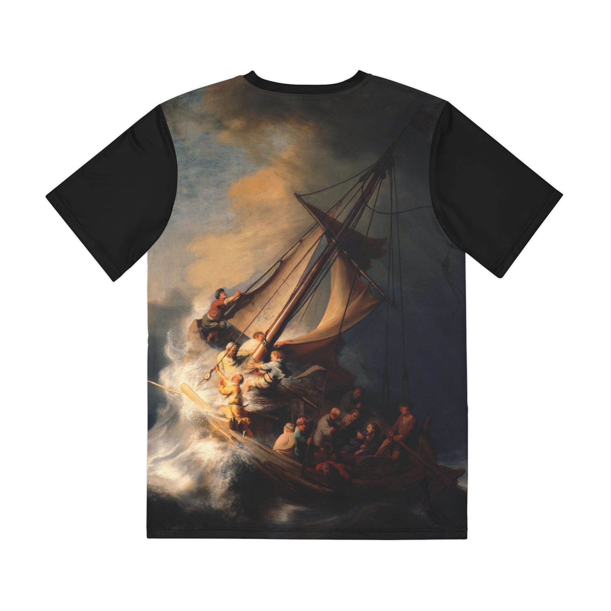 The Storm on the Sea of Galilee Painting by Rembrandt Classic Art Men's Polyester Tee (AOP)-All Over Prints-Geotrott