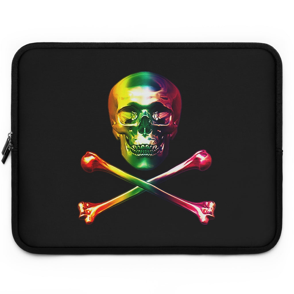 Getrott Rainbow Skull and Bones Black Laptop Sleeve