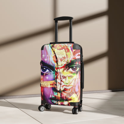 Getrott Eddy Bogaert Graffiti Art Girl Face 4 Cabin Suitcase Extended Storage Adjustable Telescopic Handle Double wheeled Polycarbonate Hard-shell Built-in Lock-Bags-Geotrott