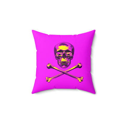 Geotrott Pink Skull & Bones Spun Polyester Square Pillow-Home Decor-Geotrott