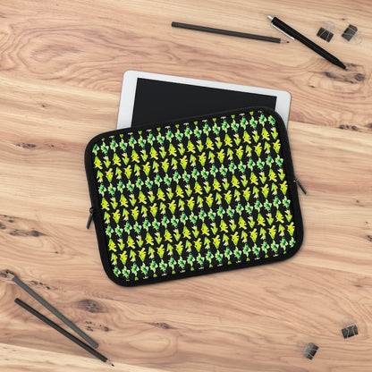 Getrott Green Goldfish Pattern Black Laptop Sleeve-Laptop Sleeve-Geotrott