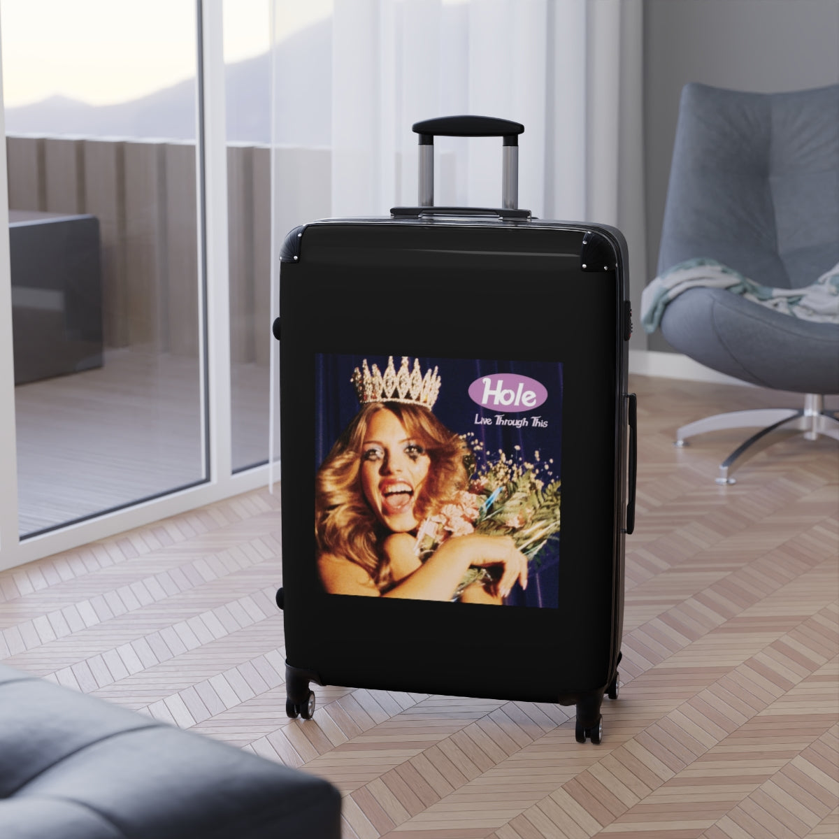 Getrott Hole Live Through This 1994 Black Cabin Suitcase Extended Storage Adjustable Telescopic Handle Double wheeled Polycarbonate Hard-shell Built-in Lock-Bags-Geotrott