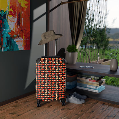 Getrott Goldfish Red Pattern Black Cabin Suitcase Extended Storage Adjustable Telescopic Handle Double wheeled Polycarbonate Hard-shell Built-in Lock-Bags-Geotrott