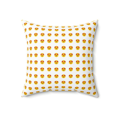 Geotrott Emojis Smiling Face with Heart-Eyes White Spun Polyester Square Pillow-Home Decor-Geotrott