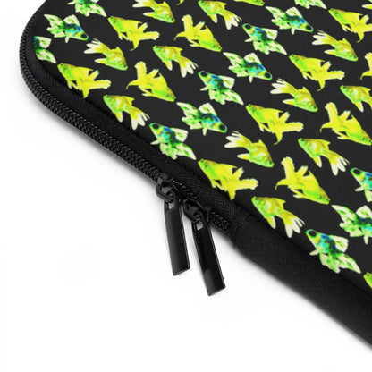 Getrott Green Goldfish Pattern Black Laptop Sleeve-Laptop Sleeve-Geotrott