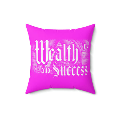 Geotrott Wealth and Success Motivational Pink Spun Polyester Square Pillow-Home Decor-Geotrott