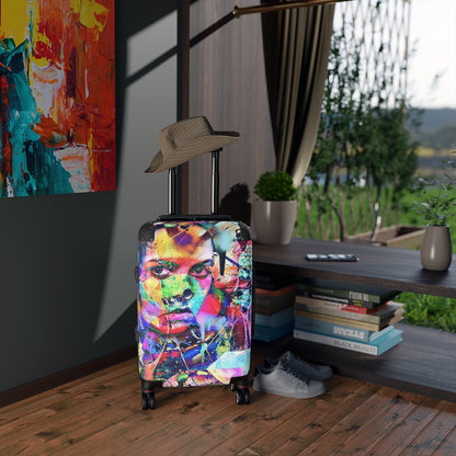 Getrott Eddy Bogaert Graffiti Art Girl Face 7 Cabin Suitcase Extended Storage Adjustable Telescopic Handle Double wheeled Polycarbonate Hard-shell Built-in Lock-Bags-Geotrott