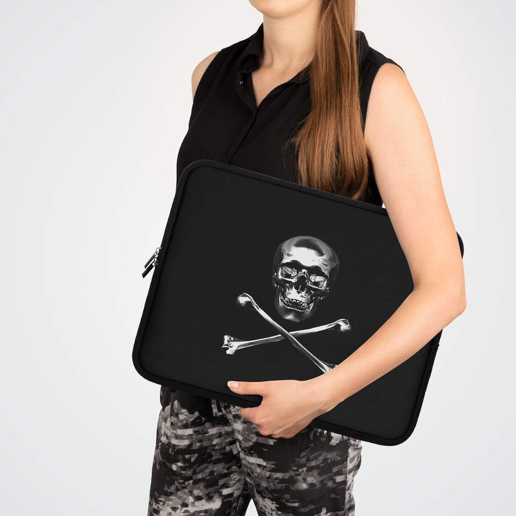 Getrott Black Skull and Bones Laptop Sleeve-Laptop Sleeve-Geotrott