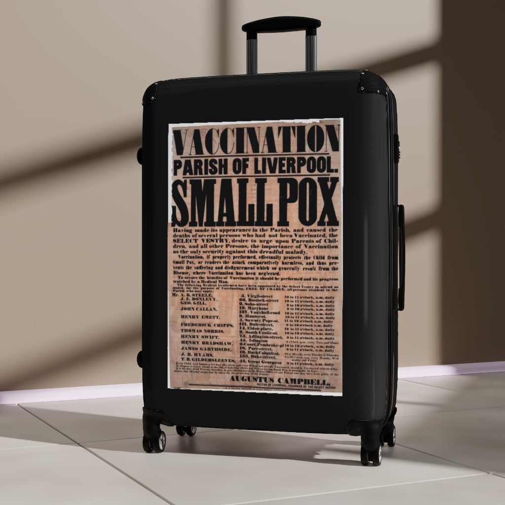 Getrott Vaccination Parish of Liverpool Small Pox World Classic Poster Black Cabin Suitcase Inner Pockets Extended Storage Adjustable Telescopic Handle Inner Pockets Double wheeled Polycarbonate Hard-shell Built-in Lock