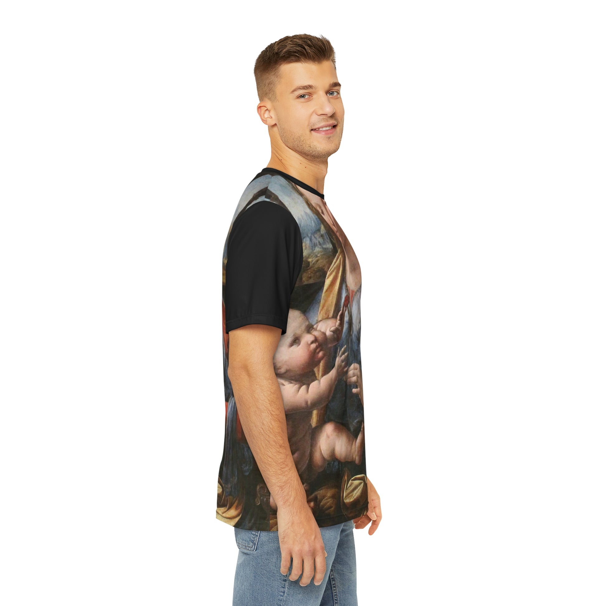 Leonardo da Vinci Madonna of the Carnation Classic Art Men's Polyester Tee (AOP)-All Over Prints-Geotrott