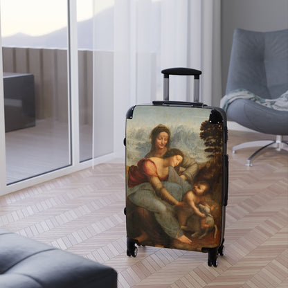 Getrott The Virgin and Child with Saint Anne by Leonardo Da Vinci Black Cabin Suitcase Extended Storage Adjustable Telescopic Handle Double wheeled Polycarbonate Hard-shell Built-in Lock-Bags-Geotrott