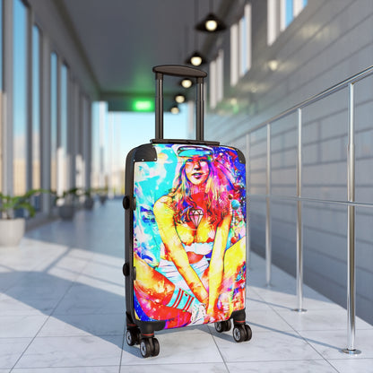 Getrott Sexy Captain Girl Graffiti Art Cabin Suitcase Inner Pockets Extended Storage Adjustable Telescopic Handle Inner Pockets Double wheeled Polycarbonate Hard-shell Built-in Lock