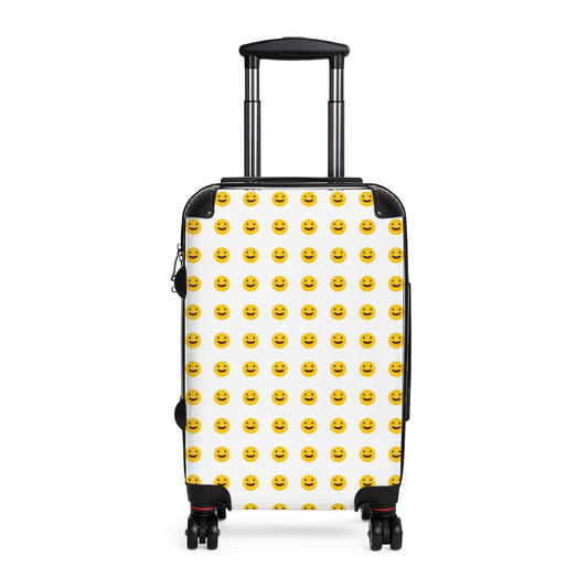 Getrott Emojis Grinning Face with Smiling Eyes Cabin Suitcase Inner Pockets Extended Storage Adjustable Telescopic Handle Inner Pockets Double wheeled Polycarbonate Hard-shell Built-in Lock