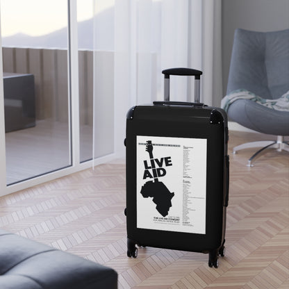 Getrott The Live Aid Concert July 13th 1985 For African Famine Relief World Classic Poster Black Cabin Suitcase Extended Storage Adjustable Telescopic Handle Double wheeled Polycarbonate Hard-shell Built-in Lock-Bags-Geotrott