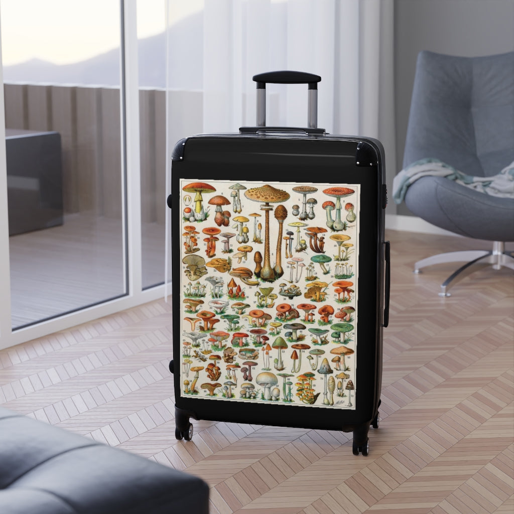 Getrott Mushroom Variaties Old Botanical World Classic Poster Cabin Suitcase Extended Storage Adjustable Telescopic Handle Double wheeled Polycarbonate Hard-shell Built-in Lock-Bags-Geotrott