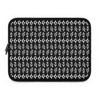 Getrott Black White Goldfish Pattern Black Laptop Sleeve-Laptop Sleeve-Geotrott