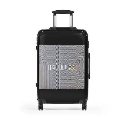 Getrott Mexico Olympics 1983 World Classic Poster Black Cabin Suitcase Inner Pockets Extended Storage Adjustable Telescopic Handle Inner Pockets Double wheeled Polycarbonate Hard-shell Built-in Lock