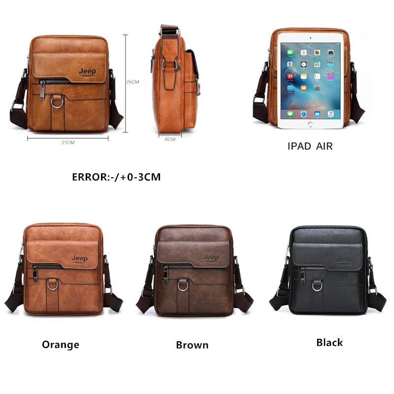 Getrott JEEP BULUO Man Leather Bag Shoulder Crossbody Bags For Men Cow Split Leather Male iPad Business Messenger Bag Drop Shipping