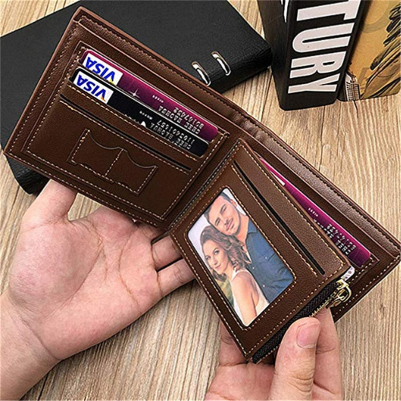 Getrott Personalized Wallet Men High Quality PU Leather for Him Engraved Wallets Men Short Purse Custom Photo Wallet Father's Day Gift-0-Geotrott
