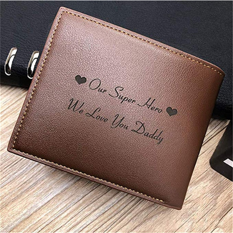Getrott Personalized Wallet Men High Quality PU Leather for Him Engraved Wallets Men Short Purse Custom Photo Wallet Father's Day Gift
