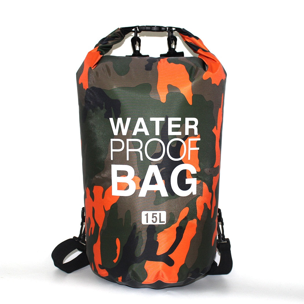 Getrott 2/5/10/15L Outdoor Camouflage Waterproof Portable Rafting Diving Dry Bag Sack PVC Coated Swimming Bags for River Trekking-0-Geotrott