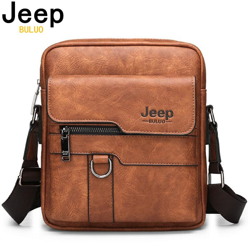 Getrott JEEP BULUO Man Leather Bag Shoulder Crossbody Bags For Men Cow Split Leather Male iPad Business Messenger Bag Drop Shipping