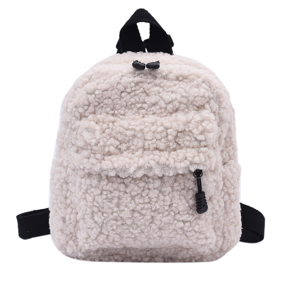 Getrott Portable Children Travel Shopping Rucksacks Casual Autumn Winter Lamb Fleece Women's Bagpack Cute Bear Shaped Shoulder Backpack-0-Geotrott