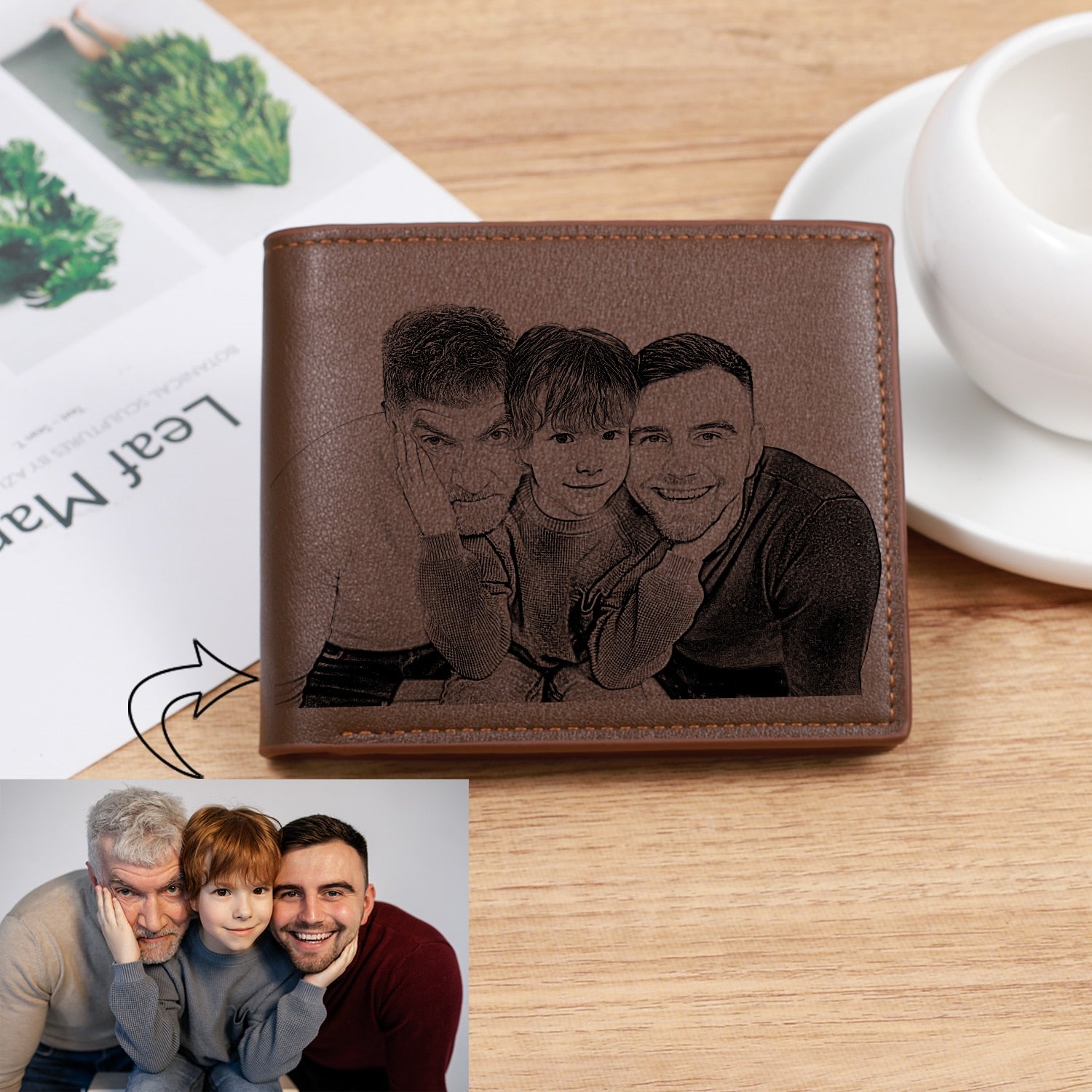 Getrott Personalized Wallet Men High Quality PU Leather for Him Engraved Wallets Men Short Purse Custom Photo Wallet Father's Day Gift