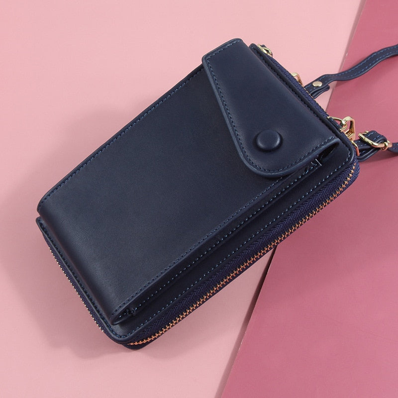 Getrott Women Shoulder Strap Purses Solid Color Leather Summer Bag Short Travel Mobile Phone Bag Card Holders Storage Wallet Flap Pocket