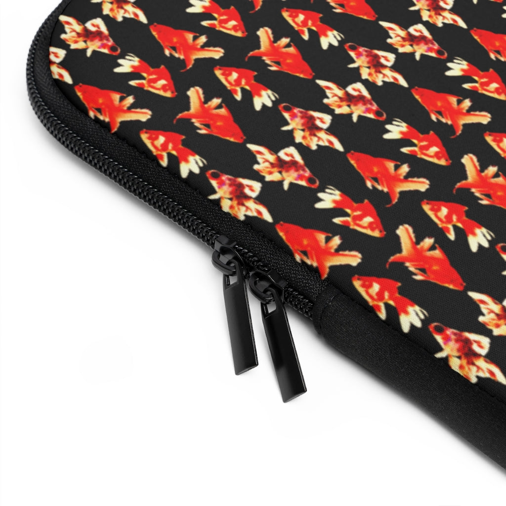 Getrott Red Goldfish Pattern Black Laptop Sleeve-Laptop Sleeve-Geotrott