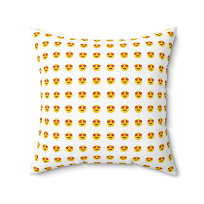 Geotrott Emojis Smiling Face with Heart-Eyes White Spun Polyester Square Pillow-Home Decor-Geotrott