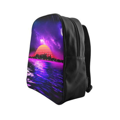 Getrott Space City Sunset Purple Black School Backpack Carry-On Travel Check Luggage 4-Wheel Spinner Suitcase Bag Multiple Colors and Sizes-Bags-Geotrott