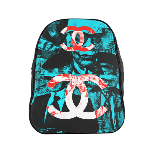 Getrott Inspired by C h a n e l Graffiti Blue School Backpack Carry-On Travel Check Luggage 4-Wheel Spinner Suitcase Bag Multiple Colors and Sizes-Bags-Geotrott