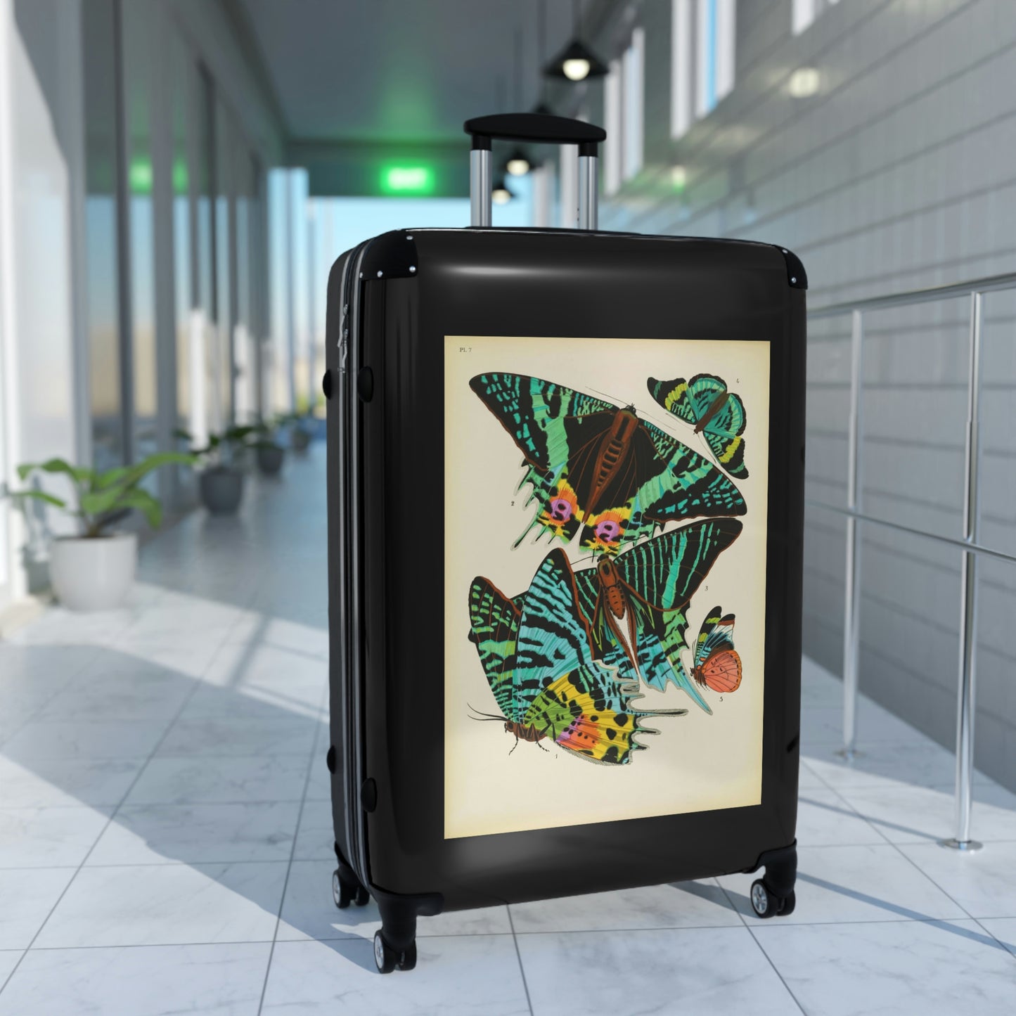 Getrott Butterflies Macrolepidopteran Rhopalocera Lepidoptera Black Red Yellow Cabin Suitcase Rolling Luggage Extended Storage Adjustable Telescopic Handle Double wheeled Polycarbonate Hard-shell Built-in Lock-Bags-Geotrott