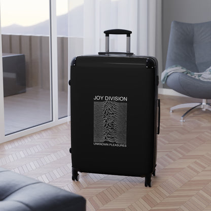 Getrott Joy Division Unknown Pleasures 1979 Black Cabin Suitcase Extended Storage Adjustable Telescopic Handle Double wheeled Polycarbonate Hard-shell Built-in Lock-Bags-Geotrott