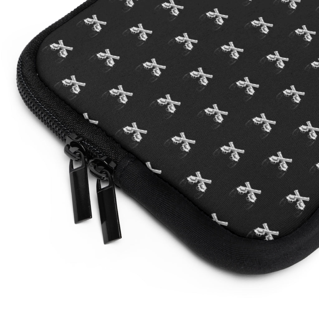 Getrott Black and White Magnum Guns Pattern Black Laptop Sleeve-Laptop Sleeve-Geotrott