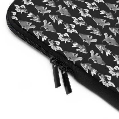 Getrott Black White Goldfish Pattern Black Laptop Sleeve-Laptop Sleeve-Geotrott