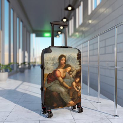 Getrott The Virgin and Child with Saint Anne by Leonardo Da Vinci Black Cabin Suitcase Extended Storage Adjustable Telescopic Handle Double wheeled Polycarbonate Hard-shell Built-in Lock-Bags-Geotrott