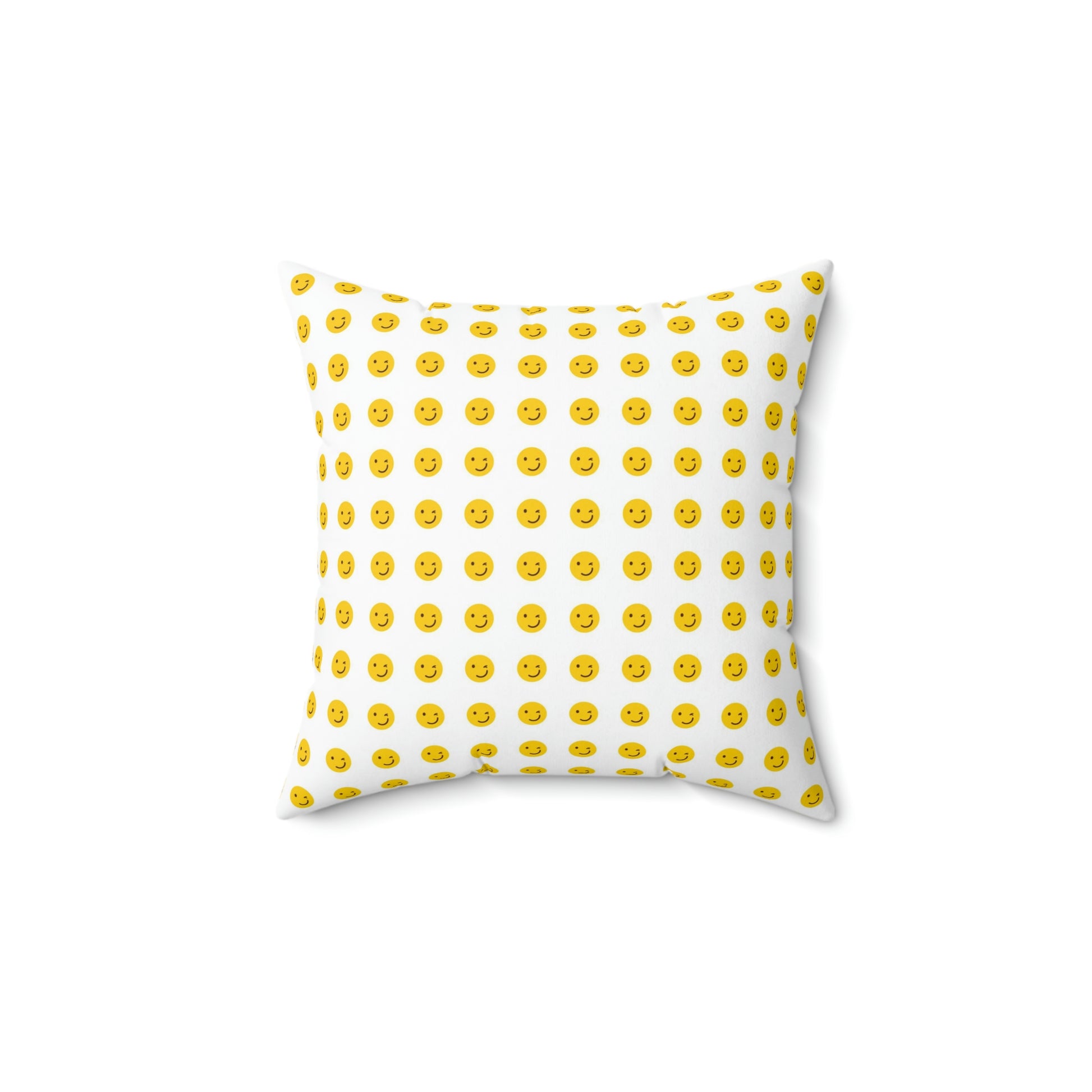 Geotrott Emojis Winking Face White Spun Polyester Square Pillow