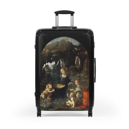 Getrott The Virgin of the Rocks by Leonardo Da Vinci Black Cabin Suitcase Extended Storage Adjustable Telescopic Handle Double wheeled Polycarbonate Hard-shell Built-in Lock-Bags-Geotrott