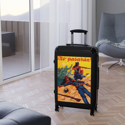 Getrott No Pasaran Spanish Civil War World Classic Poster Black Cabin Suitcase Extended Storage Adjustable Telescopic Handle Double wheeled Polycarbonate Hard-shell Built-in Lock-Bags-Geotrott