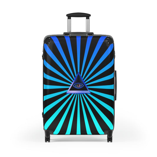 Getrott Triangle Eye Illuminati Blue Esoteric Cabin Suitcase Extended Storage Adjustable Telescopic Handle Double wheeled Polycarbonate Hard-shell Built-in Lock-Bags-Geotrott