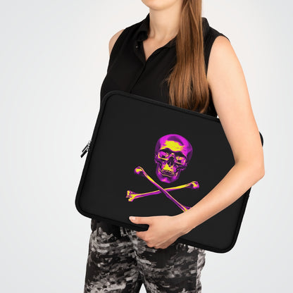 Getrott Pink Skull and Bones Black Laptop Sleeve-Laptop Sleeve-Geotrott