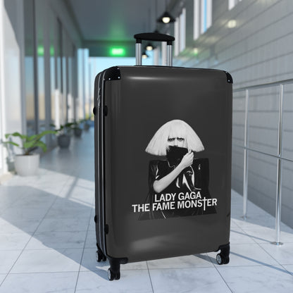 Getrott Lady Gaga The Fame Monster Black Cabin Suitcase Extended Storage Adjustable Telescopic Handle Double wheeled Polycarbonate Hard-shell Built-in Lock-Bags-Geotrott