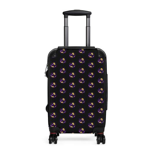 Getrott Copy of Disco Balls Purple Pattern Black Cabin Suitcase Inner Pockets Extended Storage Adjustable Telescopic Handle Inner Pockets Double wheeled Polycarbonate Hard-shell Built-in Lock