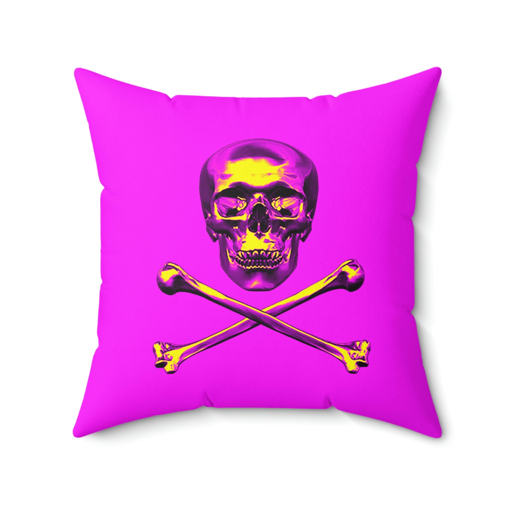 Geotrott Pink Skull & Bones Spun Polyester Square Pillow-Home Decor-Geotrott