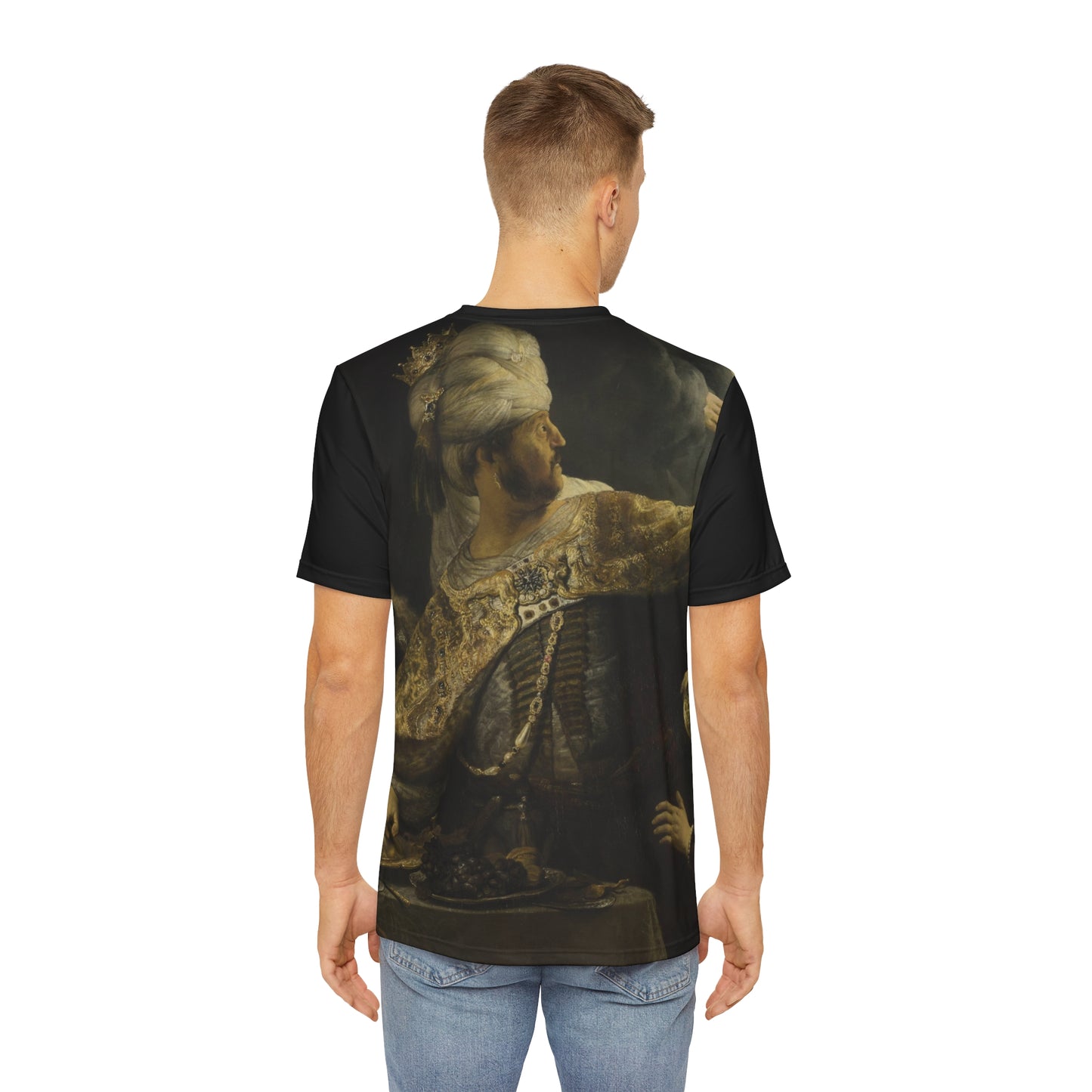 Belshazzars Feast Painting by Rembrandt Classic Art Men's Polyester Tee (AOP)