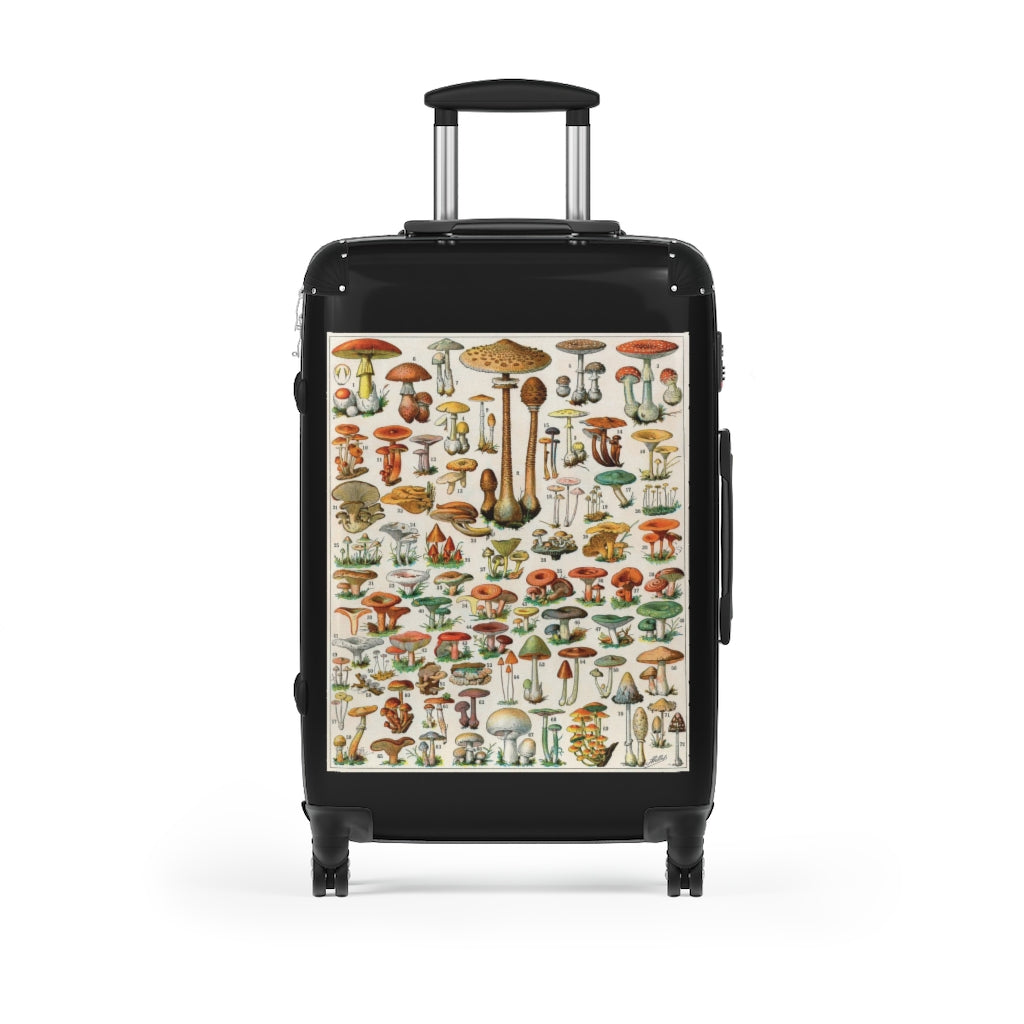 Getrott Mushroom Variaties Old Botanical World Classic Poster Cabin Suitcase Inner Pockets Extended Storage Adjustable Telescopic Handle Inner Pockets Double wheeled Polycarbonate Hard-shell Built-in Lock