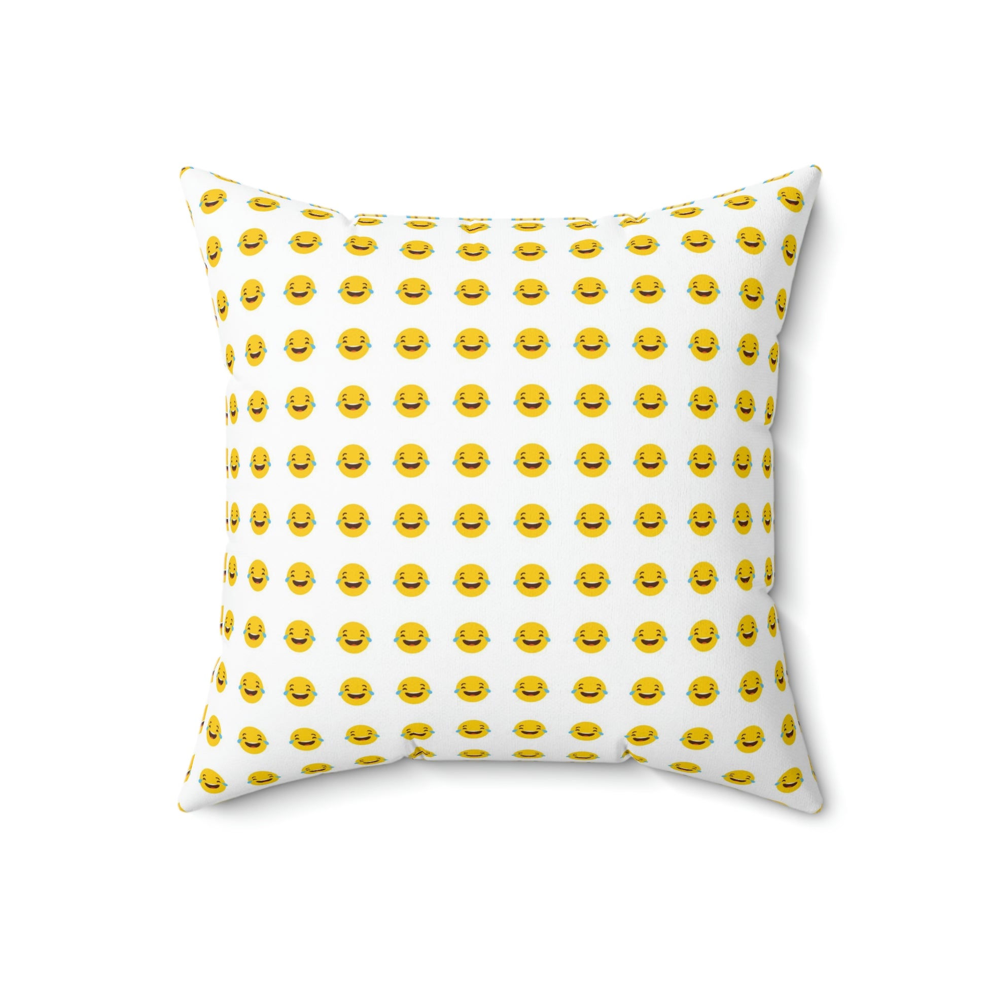 Geotrott Emojis Face with Tears of Joy White Spun Polyester Square Pillow-Home Decor-Geotrott